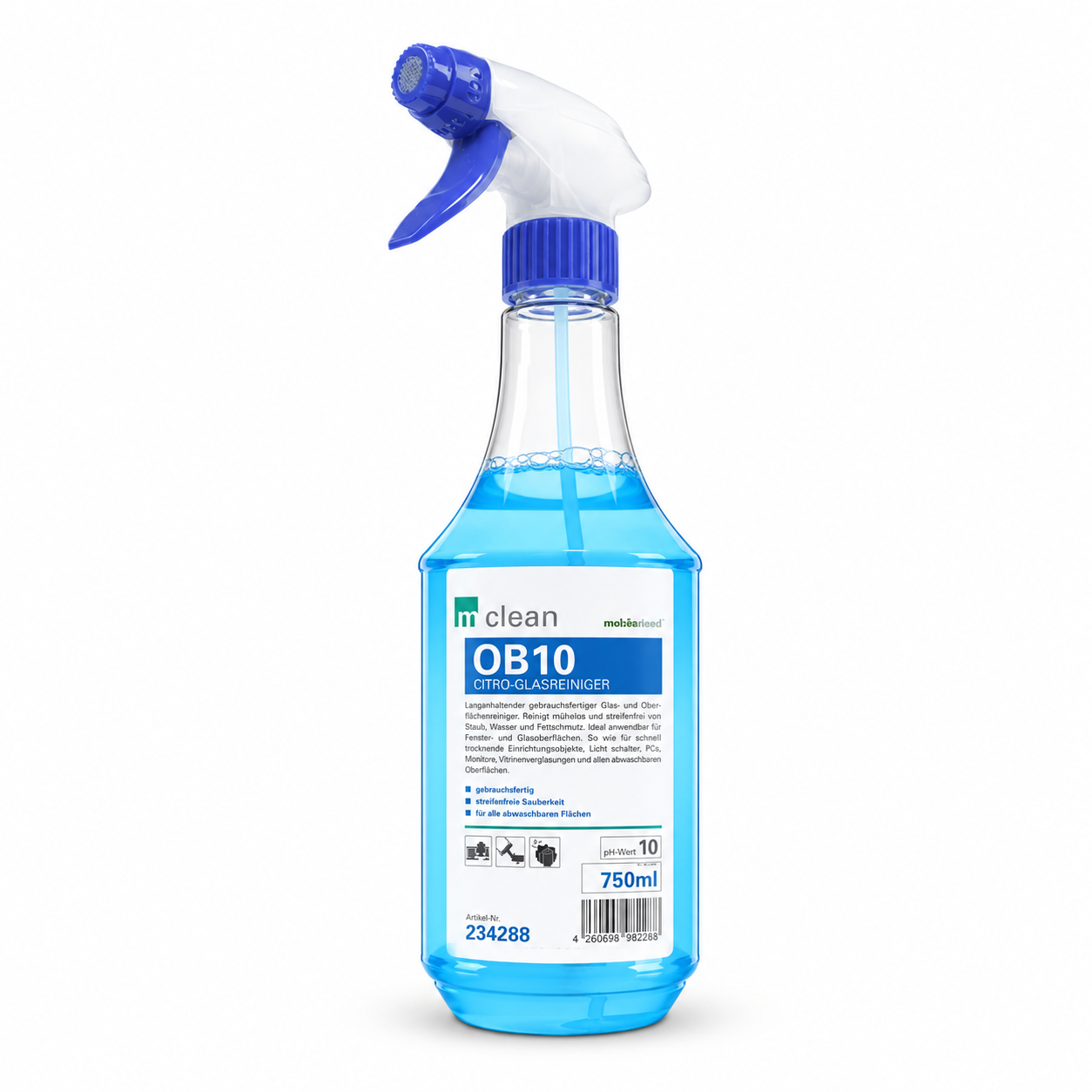 Glasreiniger 0,75 L – mclean Citro OB10 Produktbild auf weißem Hintergrund für CENTUS Shop