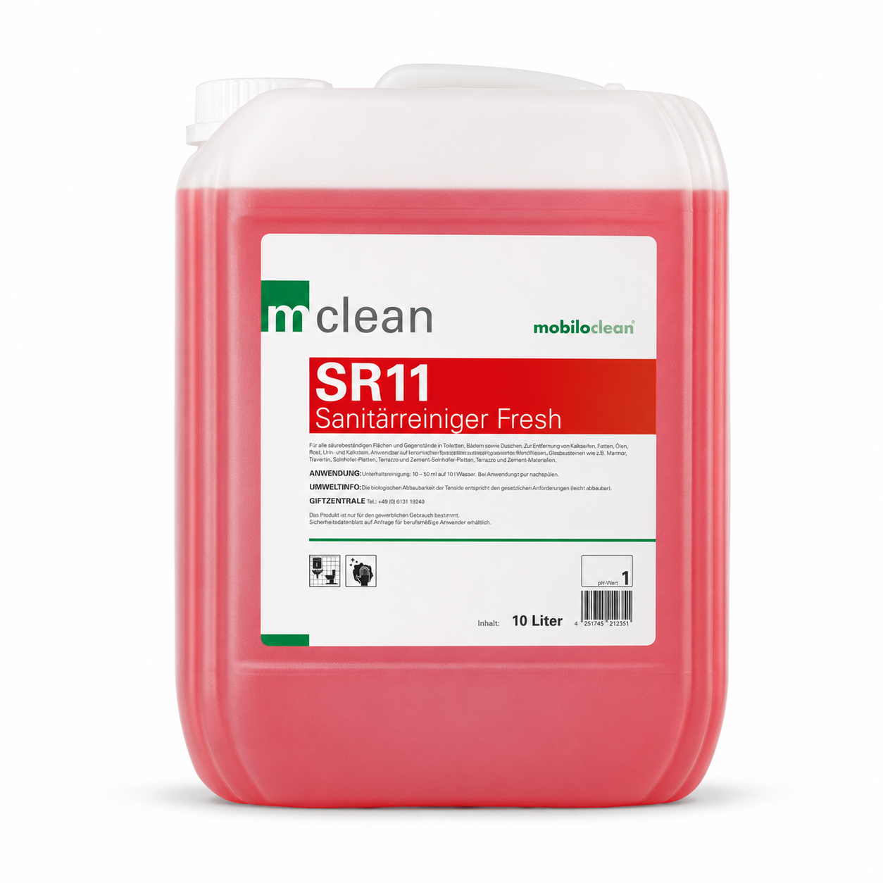Sanitärreiniger 10 L – mclean Fresh SR11 Produktbild auf weißem Hintergrund für CENTUS Shop